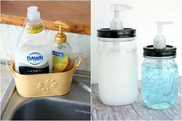 Mason Jar Soap Dispensers Before After